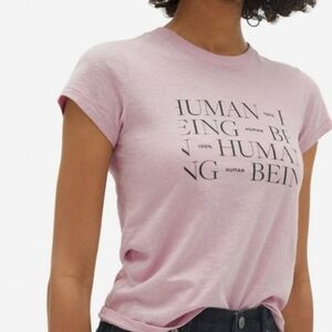 Everlane 100% Cotton "Human Being" Crewneck Pink Tee Large